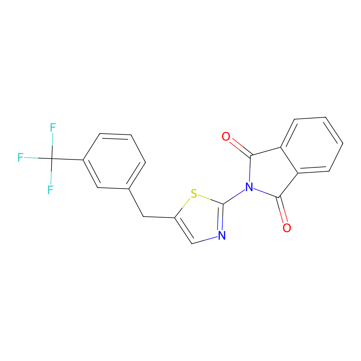 2-[5-[[3-(Trifluoromethyl)phenyl]methyl]-1,3-thiazol-2-yl]isoindole-1,3-dione molecular structure, CAS 292161-29-6