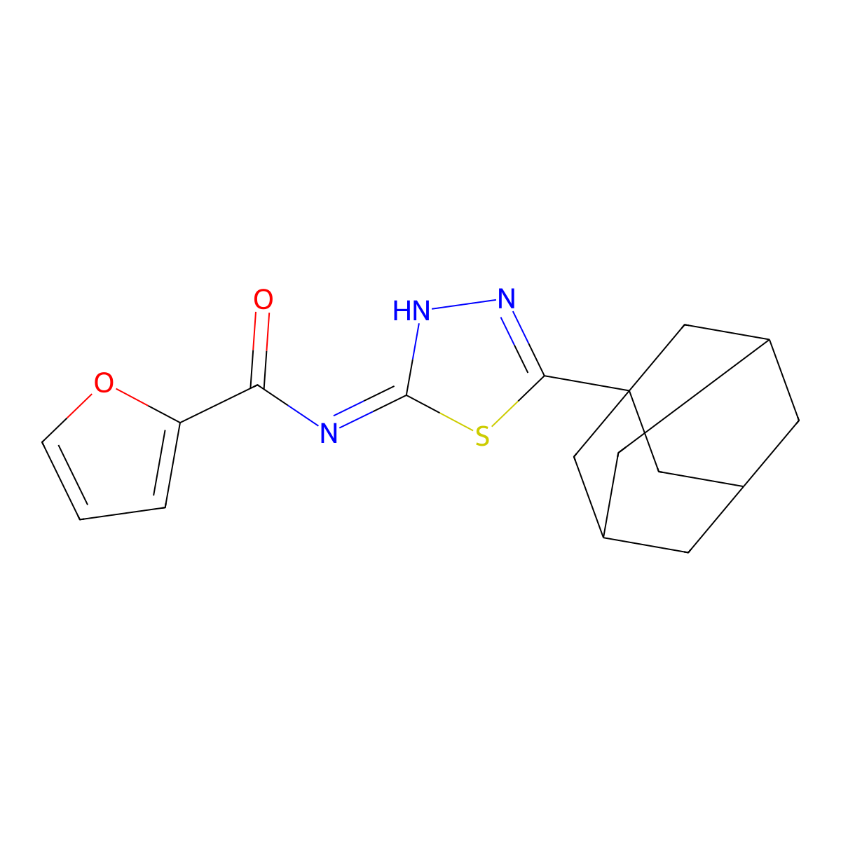 N-[5-(1-adamantyl)-1,3,4-thiadiazol-2-yl]furan-2-carboxamide molecular structure, CAS 292161-80-9