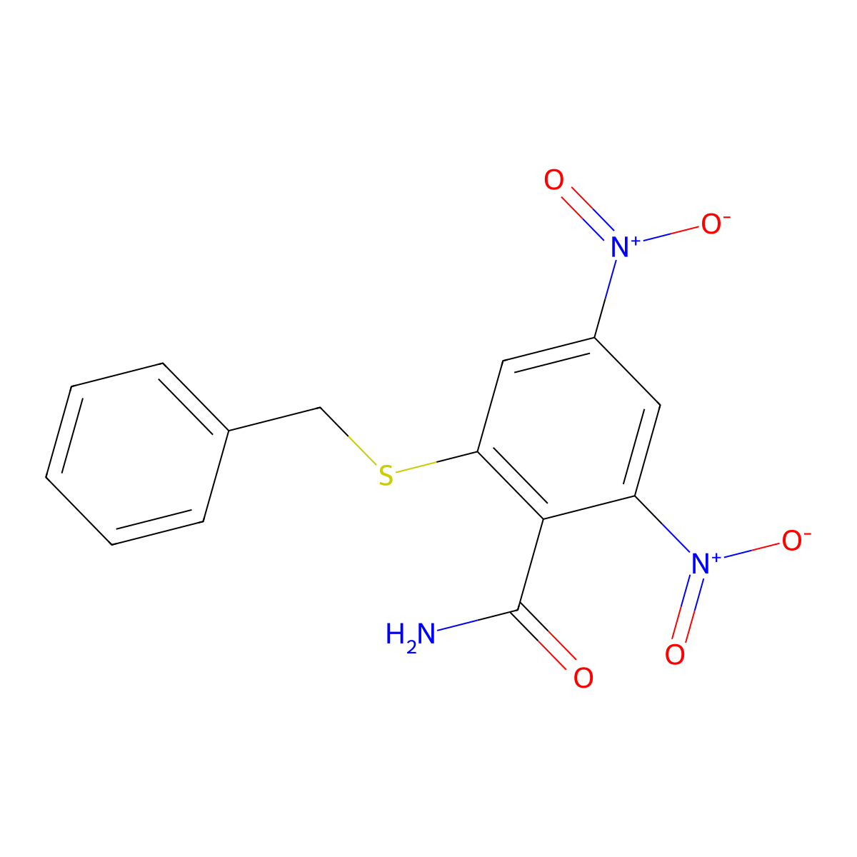 2-(Benzylsulfanyl)-4,6-dinitrobenzamide molecular structure, CAS 292163-55-4