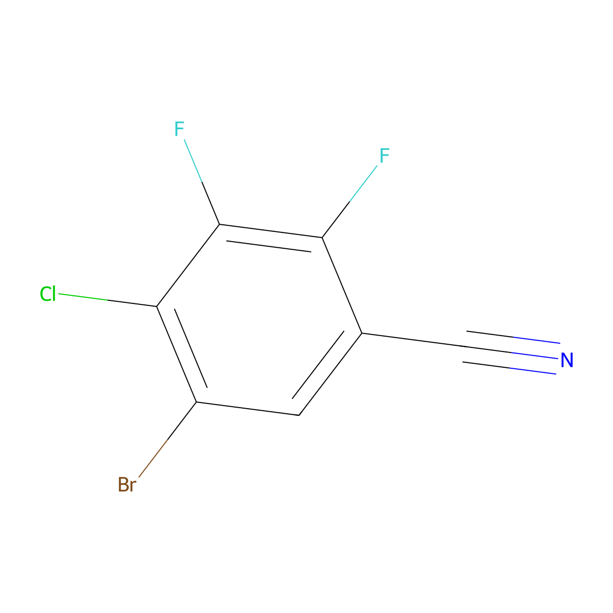 5-Bromo-4-chloro-2,3-difluorobenzonitrile molecular structure, CAS 2921679-99-2