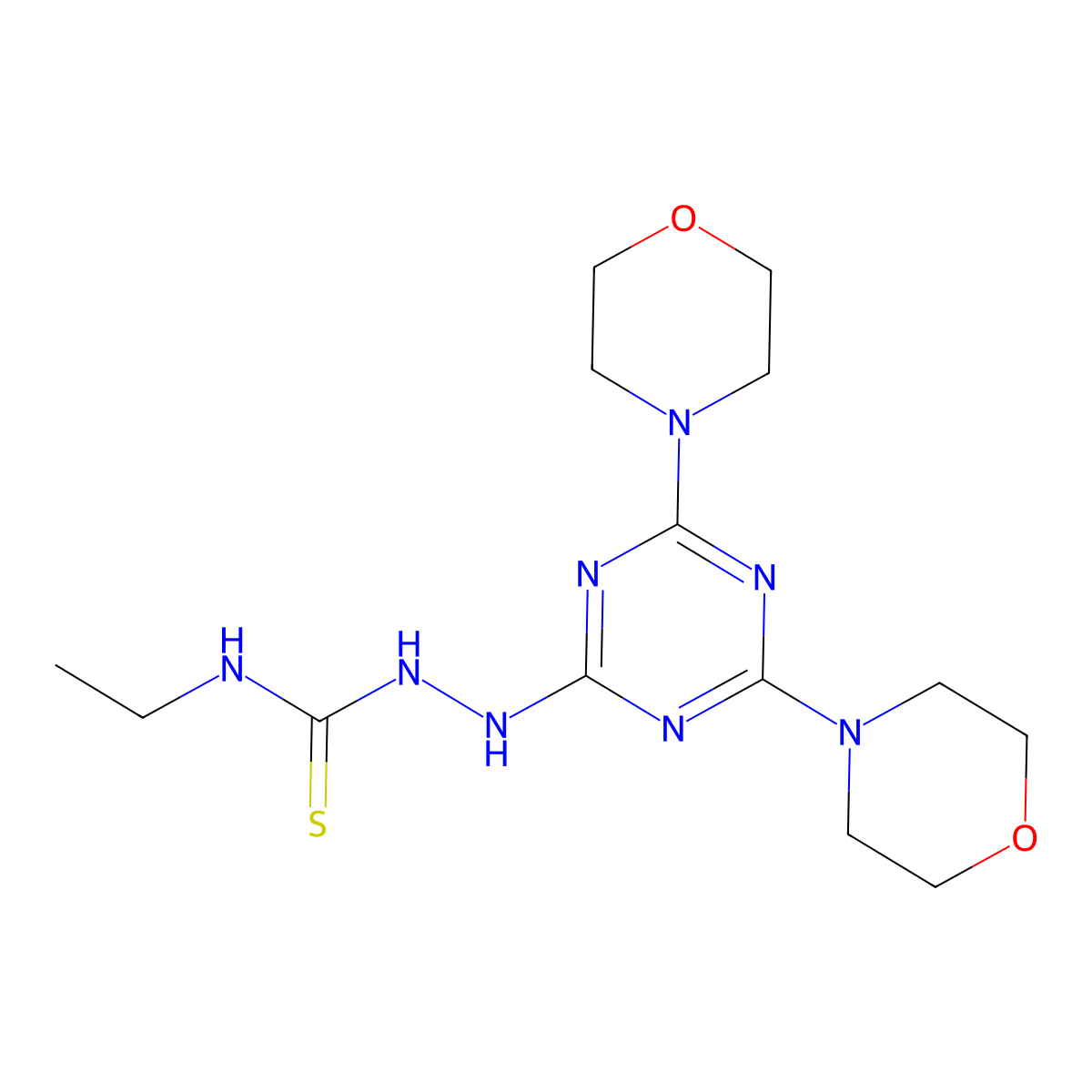 2-(4,6-dimorpholino-1,3,5-triazin-2-yl)-N-ethylhydrazinecarbothioamide molecular structure, CAS 292168-03-7