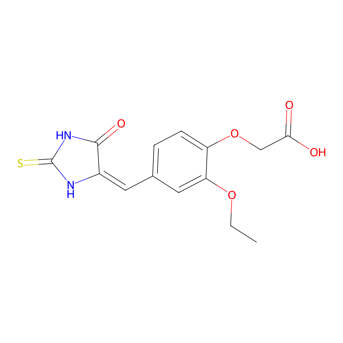 2-[2-Ethoxy-4-[(5-oxo-2-thioxo-4-imidazolidinylidene)methyl]phenoxy]acetic acid molecular structure, CAS 292168-80-0