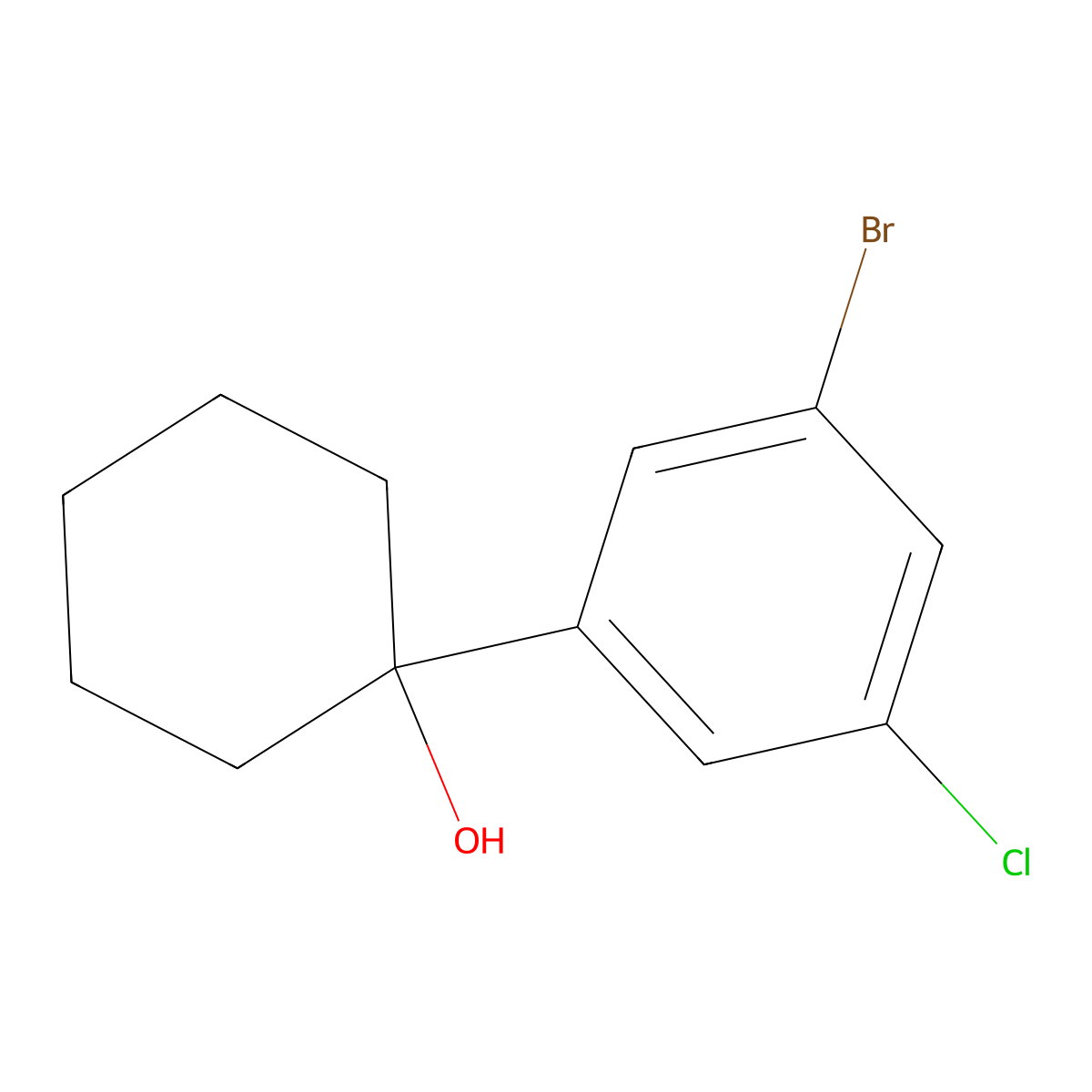 1-(3-Bromo-5-chlorophenyl)cyclohexan-1-ol molecular structure, CAS 2921680-47-7
