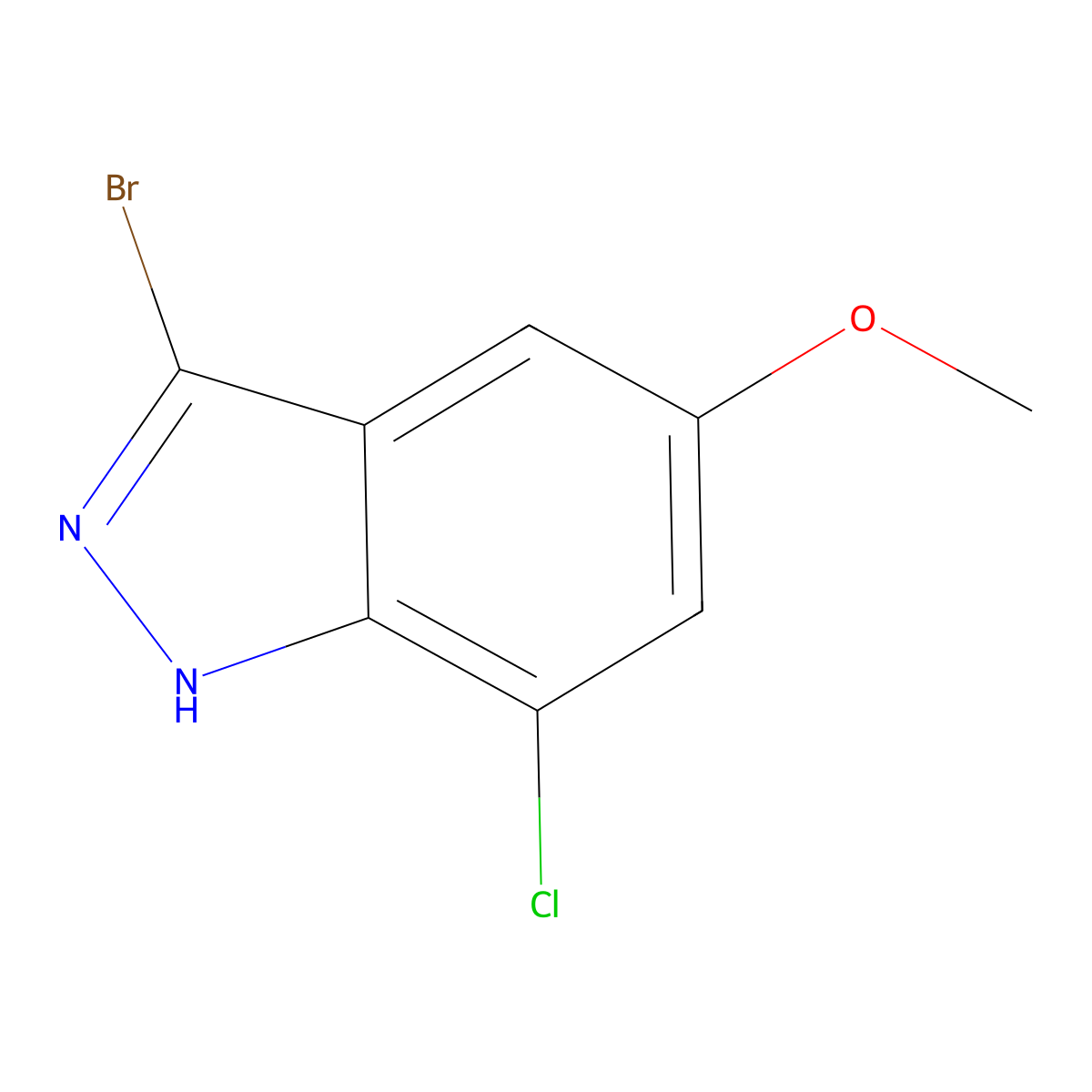 3-Bromo-7-chloro-5-methoxy-1H-indazole molecular structure, CAS 2921683-81-8