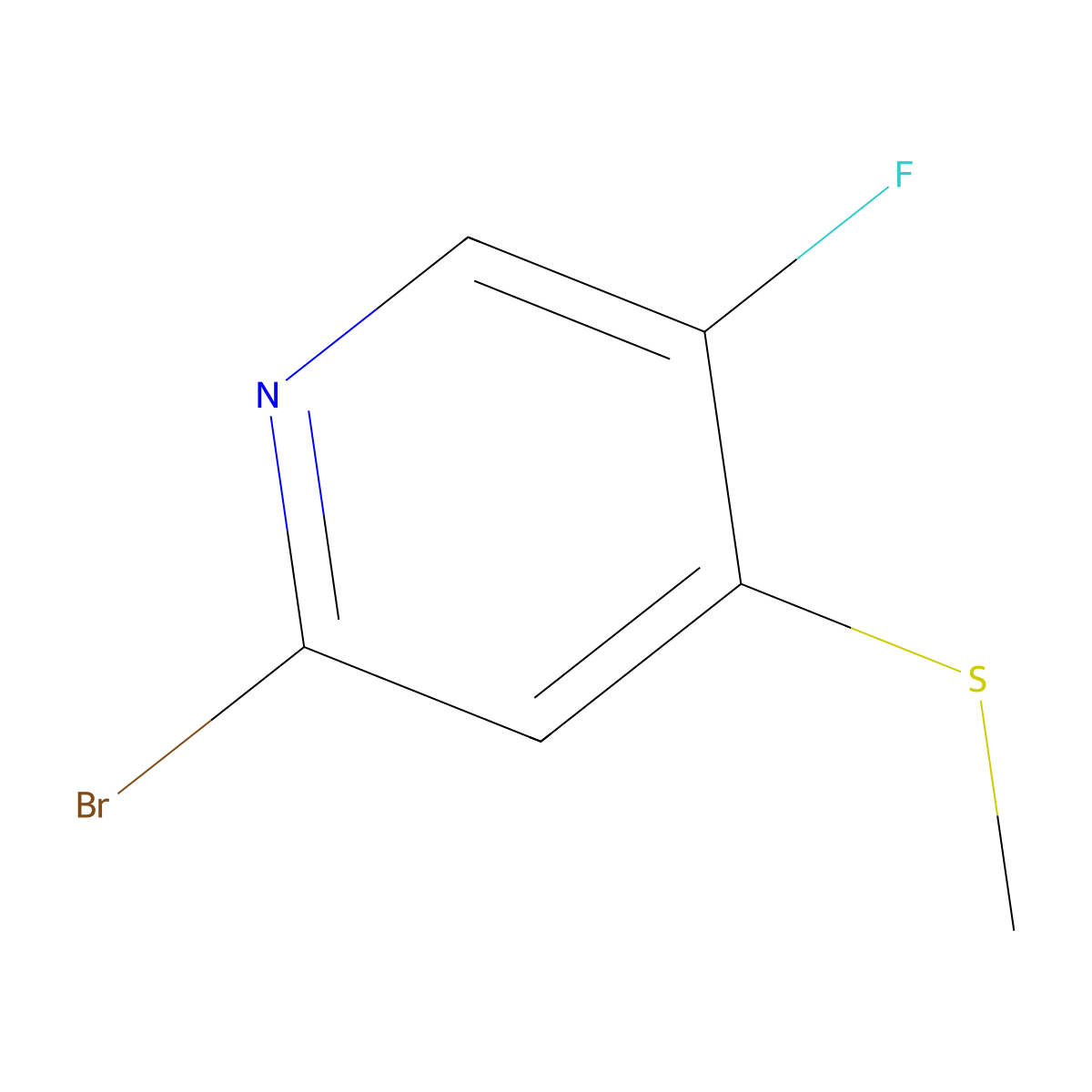 2-Bromo-5-fluoro-4-(methylthio)pyridine molecular structure, CAS 2921684-17-3