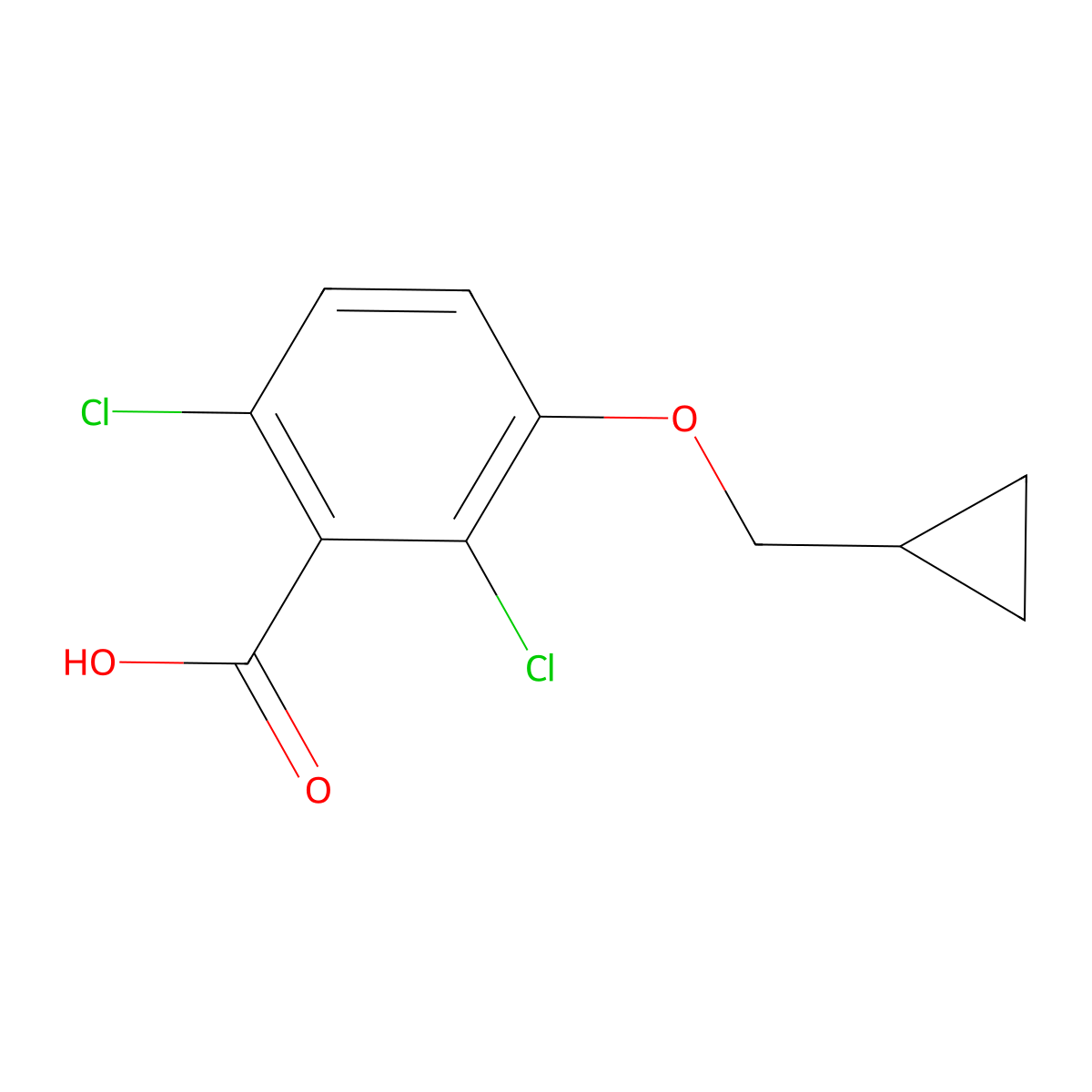 2,6-Dichloro-3-(cyclopropylmethoxy)benzoic acid molecular structure, CAS 2921684-60-6
