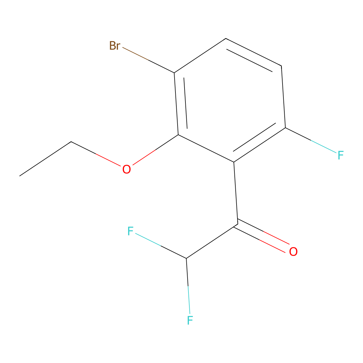 1-(3-Bromo-2-ethoxy-6-fluorophenyl)-2,2-difluoroethanone molecular structure, CAS 2921686-61-3