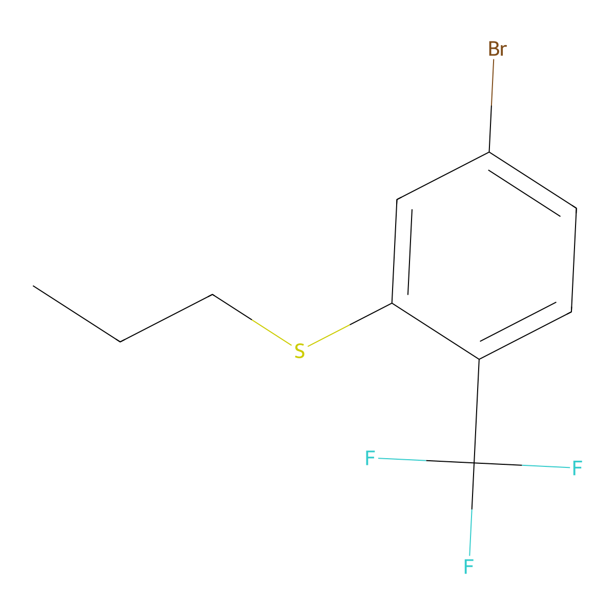 (5-Bromo-2-(trifluoromethyl)phenyl)(propyl)sulfane molecular structure, CAS 2921687-05-8