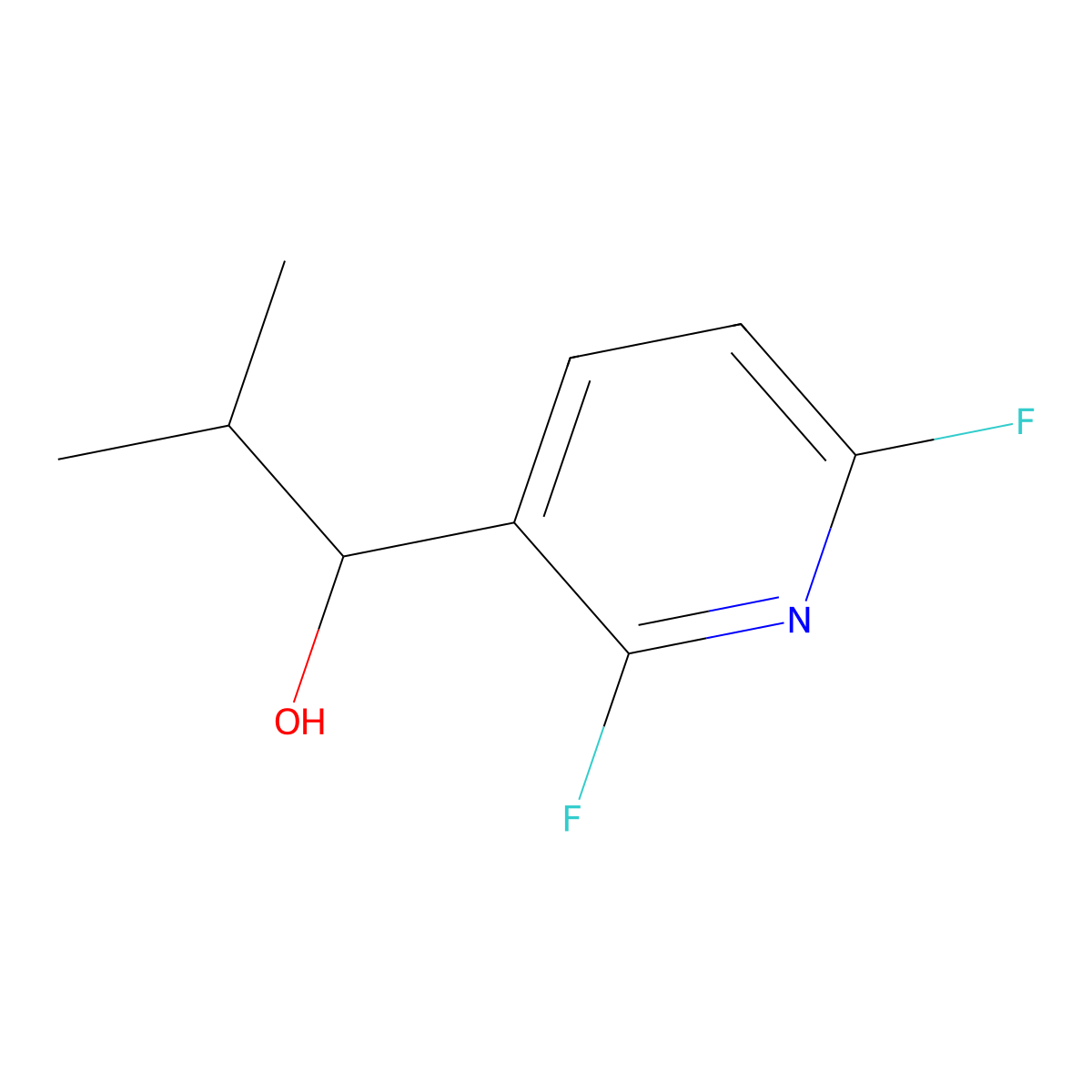 1-(2,6-Difluoropyridin-3-yl)-2-methylpropan-1-ol molecular structure, CAS 2921687-11-6