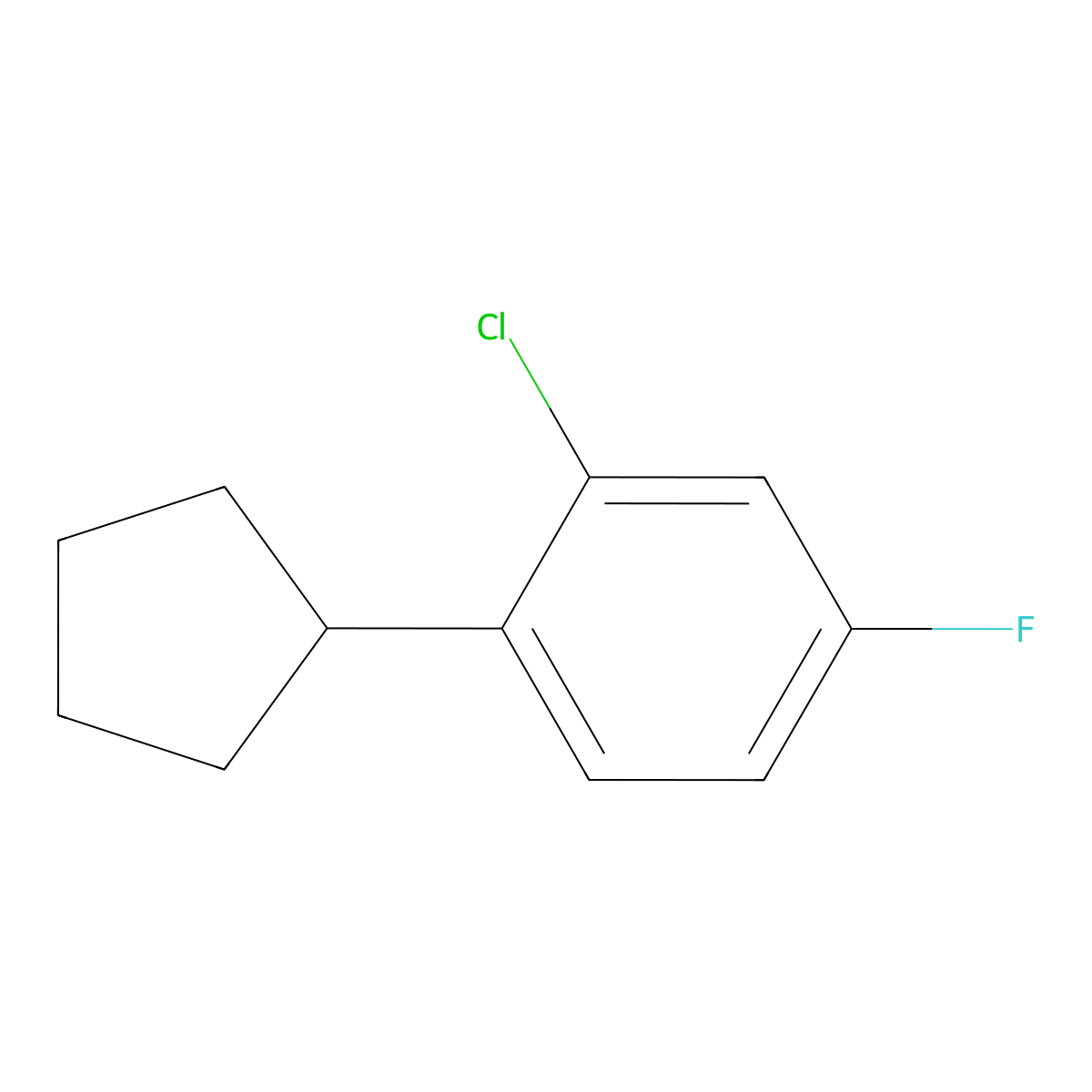 2-Chloro-1-cyclopentyl-4-fluorobenzene molecular structure, CAS 2921687-30-9