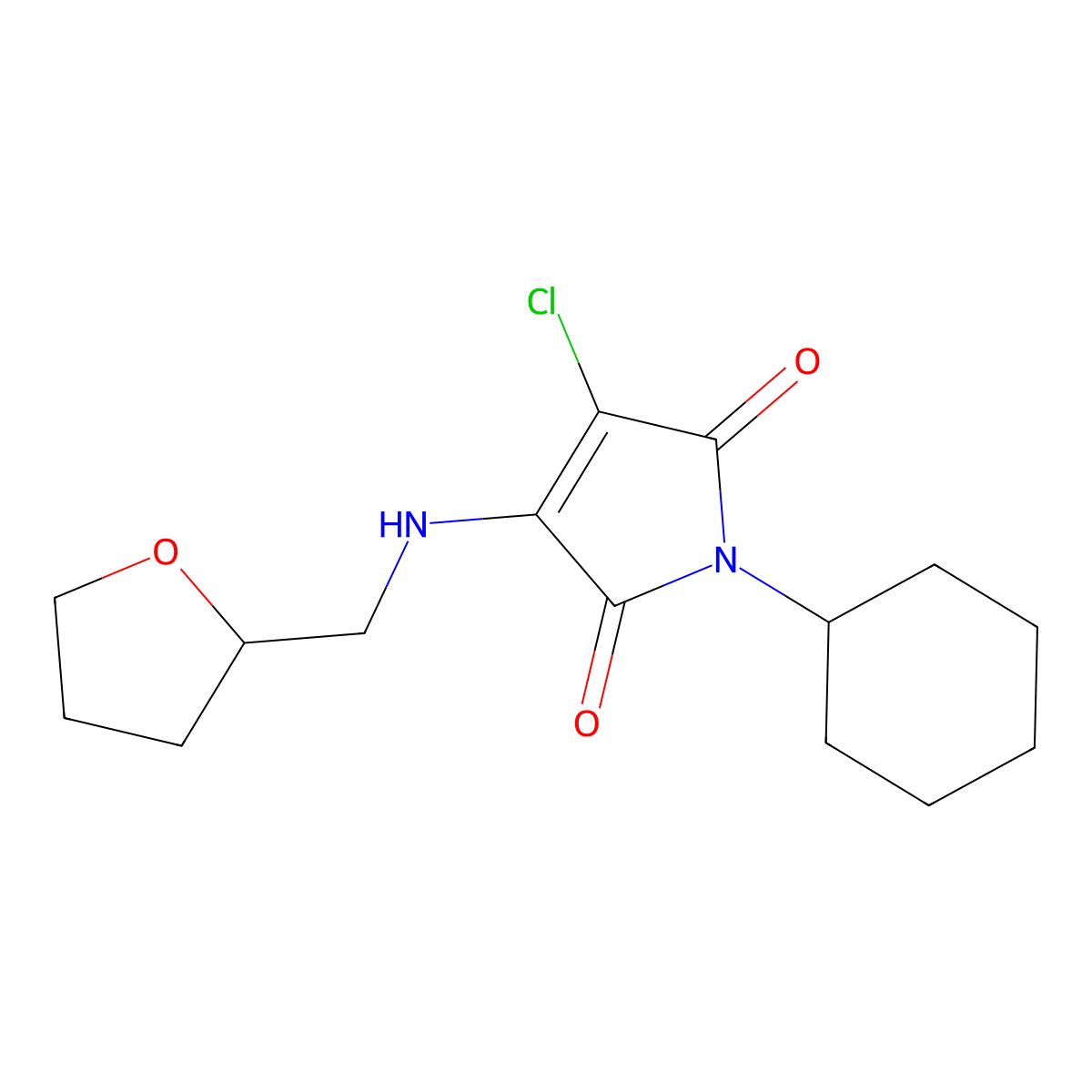 3-Chloro-1-cyclohexyl-4-(oxolan-2-ylmethylamino)pyrrole-2,5-dione molecular structure, CAS 292169-82-5
