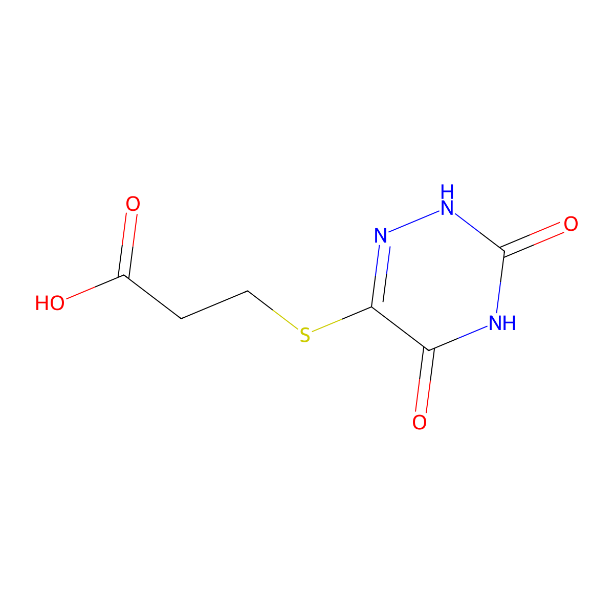 3-((3,5-Dioxo-2,3,4,5-tetrahydro-1,2,4-triazin-6-yl)thio)propanoic acid molecular structure, CAS 292169-90-5
