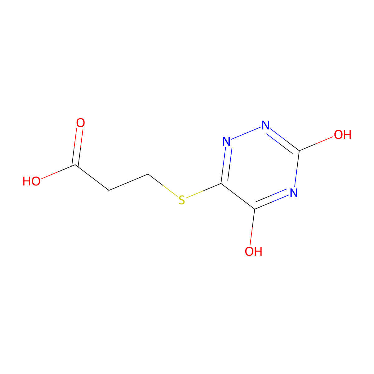 3-((3,5-Dioxo-2,3,4,5-tetrahydro-1,2,4-triazin-6-yl)thio)propanoic acid molecular structure, CAS 292169-90-5