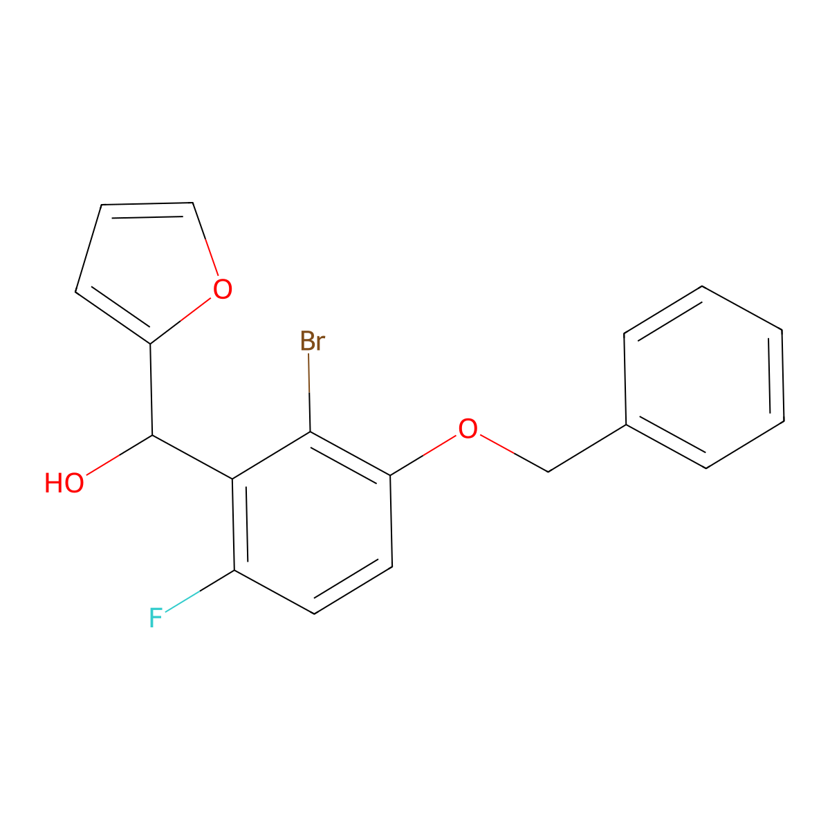 (3-(BenZyloxy)-2-bromo-6-fluorophenyl)(furan-2-yl)methanol molecular structure, CAS 2921692-12-6