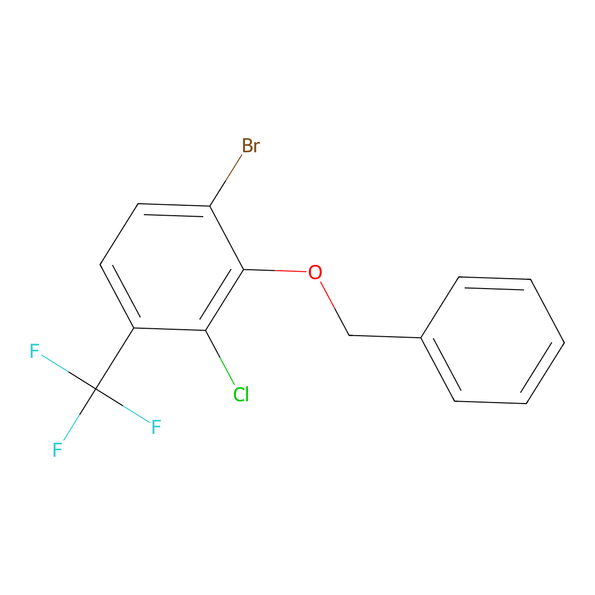 2-(Benzyloxy)-1-bromo-3-chloro-4-(trifluoromethyl)benzene molecular structure, CAS 2921692-56-8