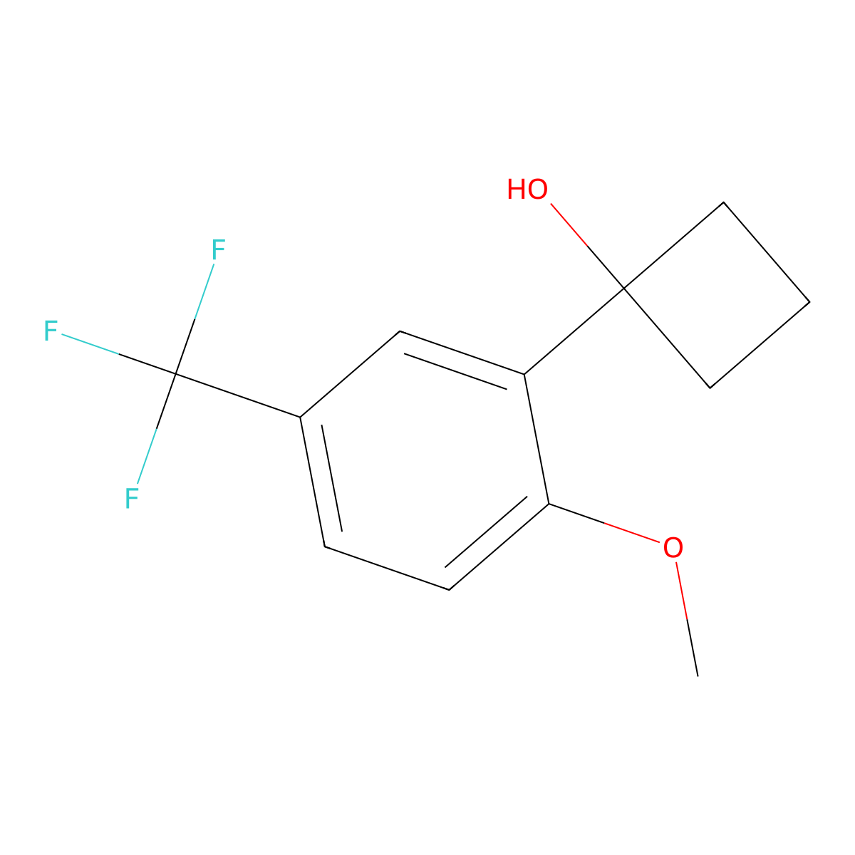 1-(2-Methoxy-5-(trifluoromethyl)phenyl)cyclobutanol molecular structure, CAS 2921694-61-1