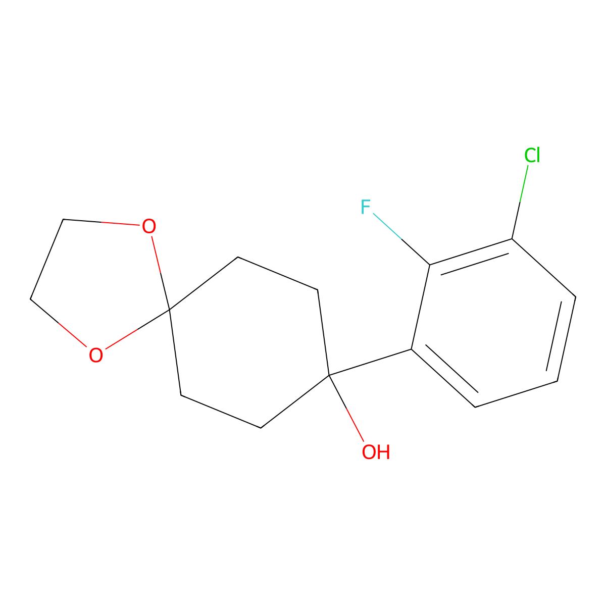 8-(3-Chloro-2-fluorophenyl)-1,4-dioxaspiro[4.5]decan-8-ol molecular structure, CAS 2921694-71-3