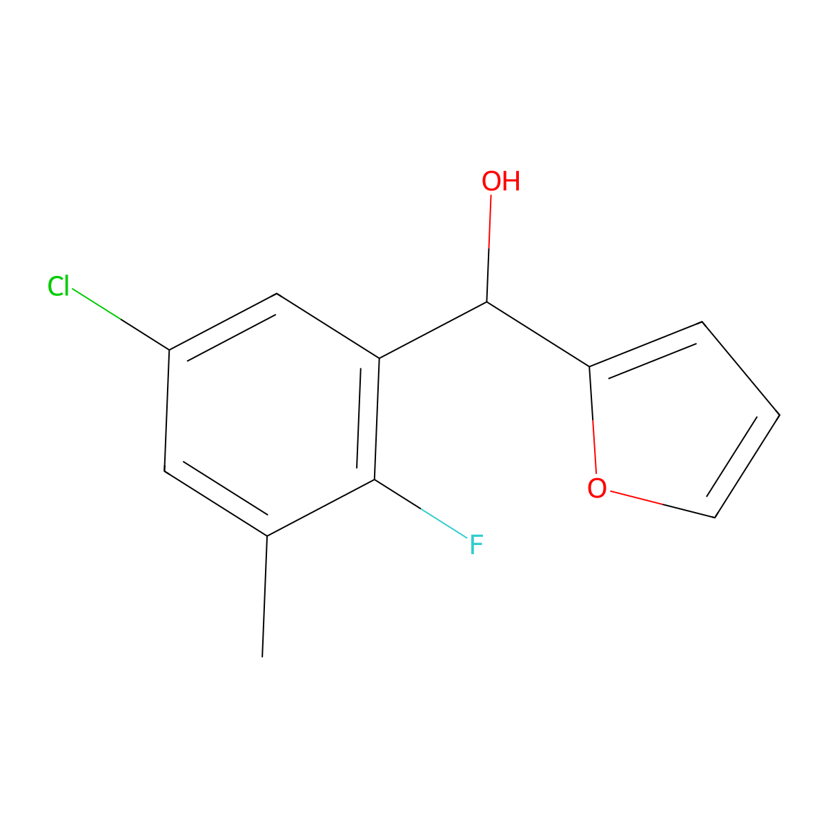 (5-Chloro-2-fluoro-3-methylphenyl)(furan-2-yl)methanol molecular structure, CAS 2921694-84-8