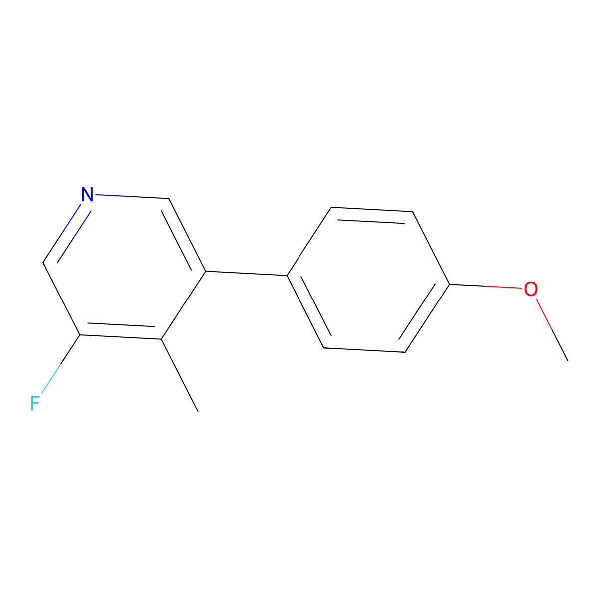 3-Fluoro-5-(4-methoxyphenyl)-4-methylpyridine molecular structure, CAS 2921695-27-2