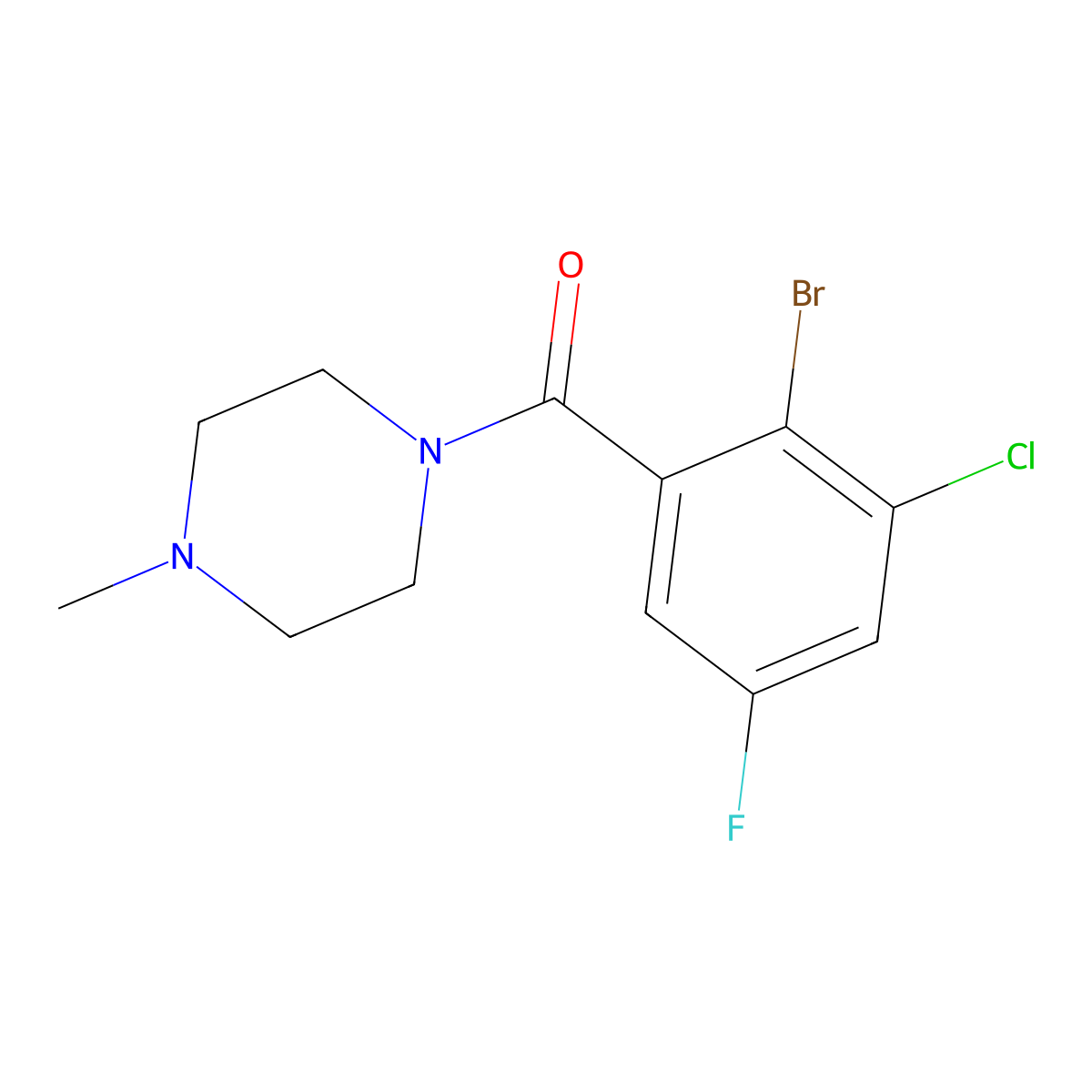 (2-Bromo-3-chloro-5-fluorophenyl)(4-methylpiperazin-1-yl)methanone molecular structure, CAS 2921695-41-0