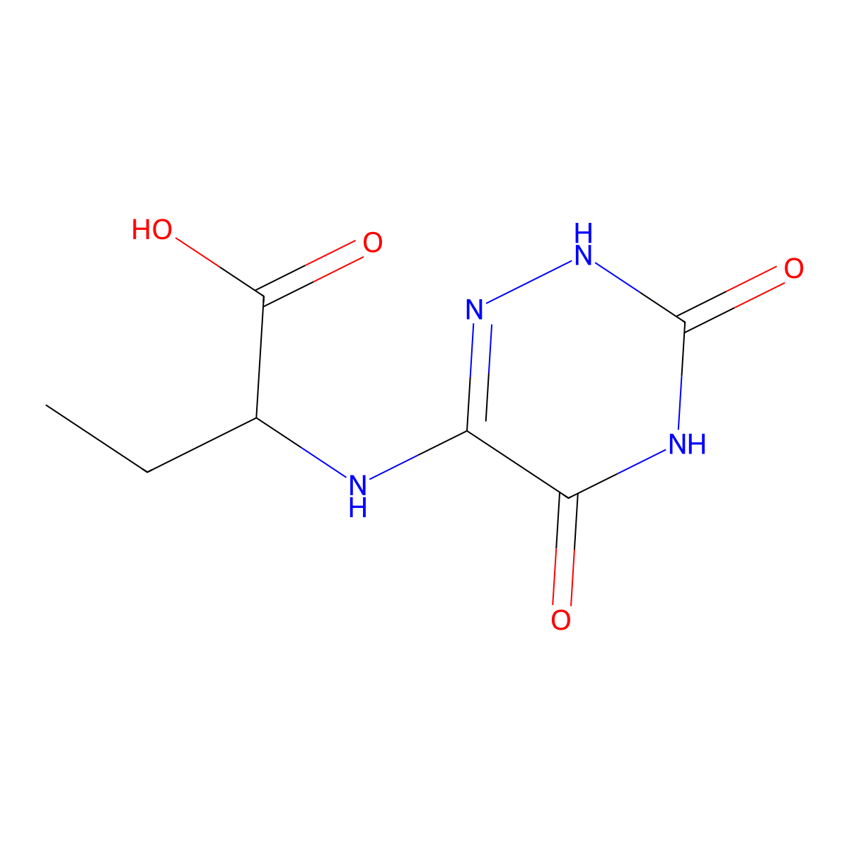 2-((3,5-Dioxo-2,3,4,5-tetrahydro-1,2,4-triazin-6-yl)amino)butanoic acid molecular structure, CAS 292170-09-3
