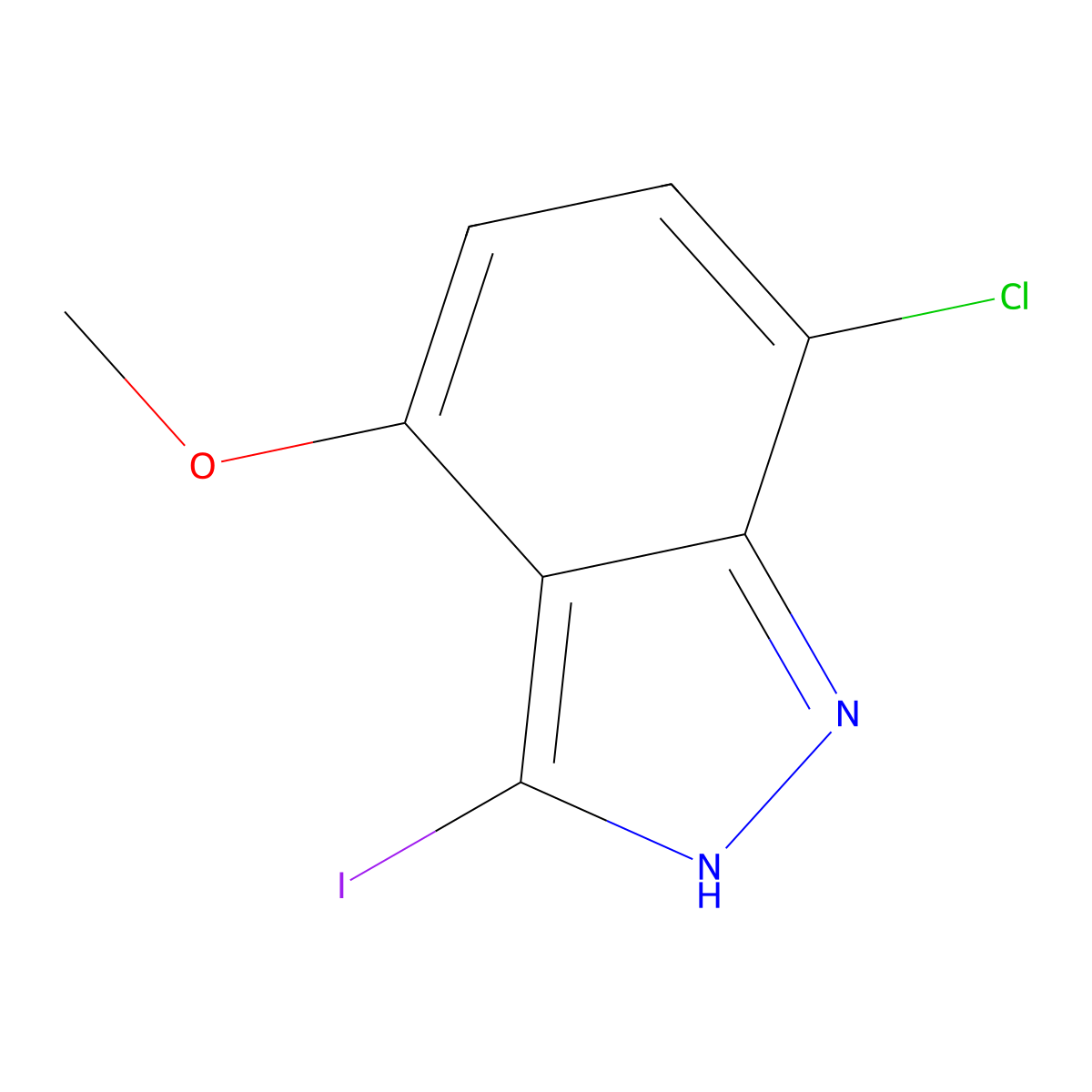 7-chloro-3-iodo-4-methoxy-1H-indazole molecular structure, CAS 2921706-65-0