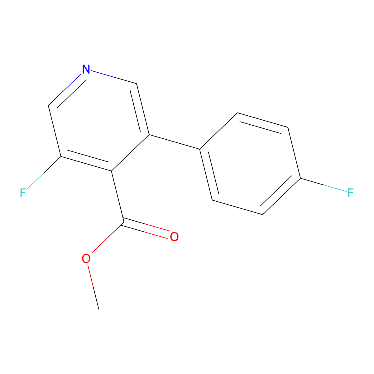 Methyl 3-fluoro-5-(4-fluorophenyl)isonicotinate molecular structure, CAS 2921709-57-9