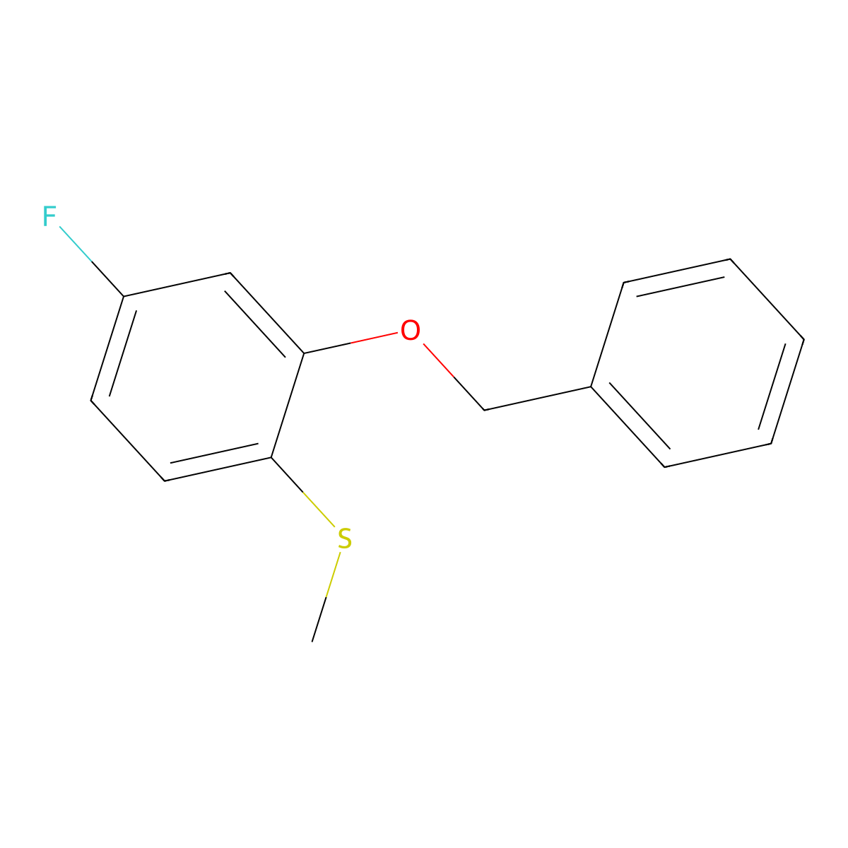 (2-(Benzyloxy)-4-fluorophenyl)(methyl)sulfane molecular structure, CAS 2921710-47-4