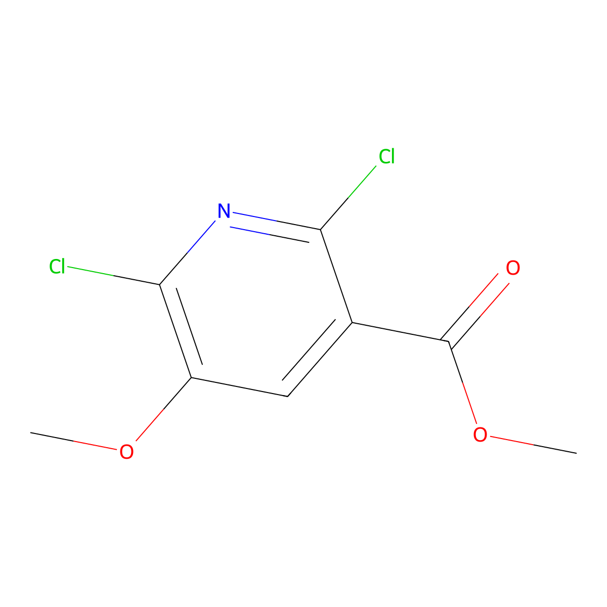 Methyl 2,6-dichloro-5-methoxynicotinate molecular structure, CAS 2921712-71-0