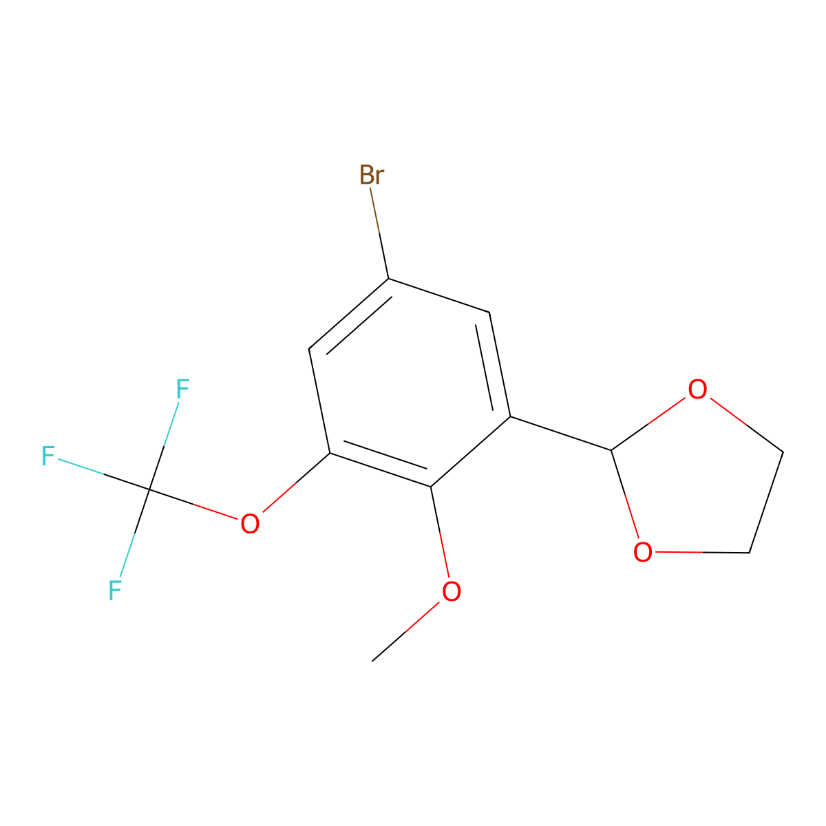 2-(5-Bromo-2-methoxy-3-(trifluoromethoxy)phenyl)-1,3-dioxolane molecular structure, CAS 2921712-91-4
