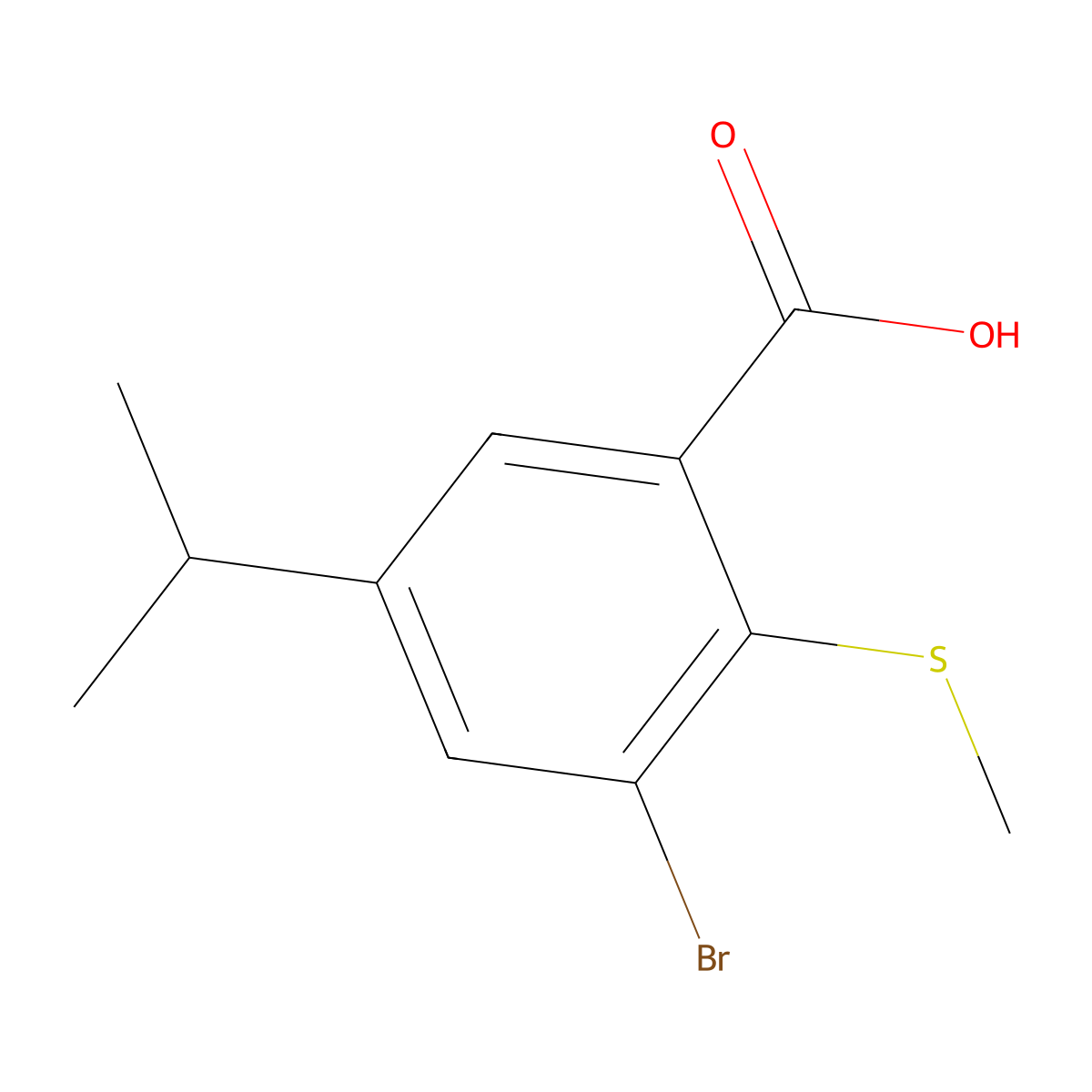 3-Bromo-5-isopropyl-2-(methylthio)benzoic acid molecular structure, CAS 2921713-19-9