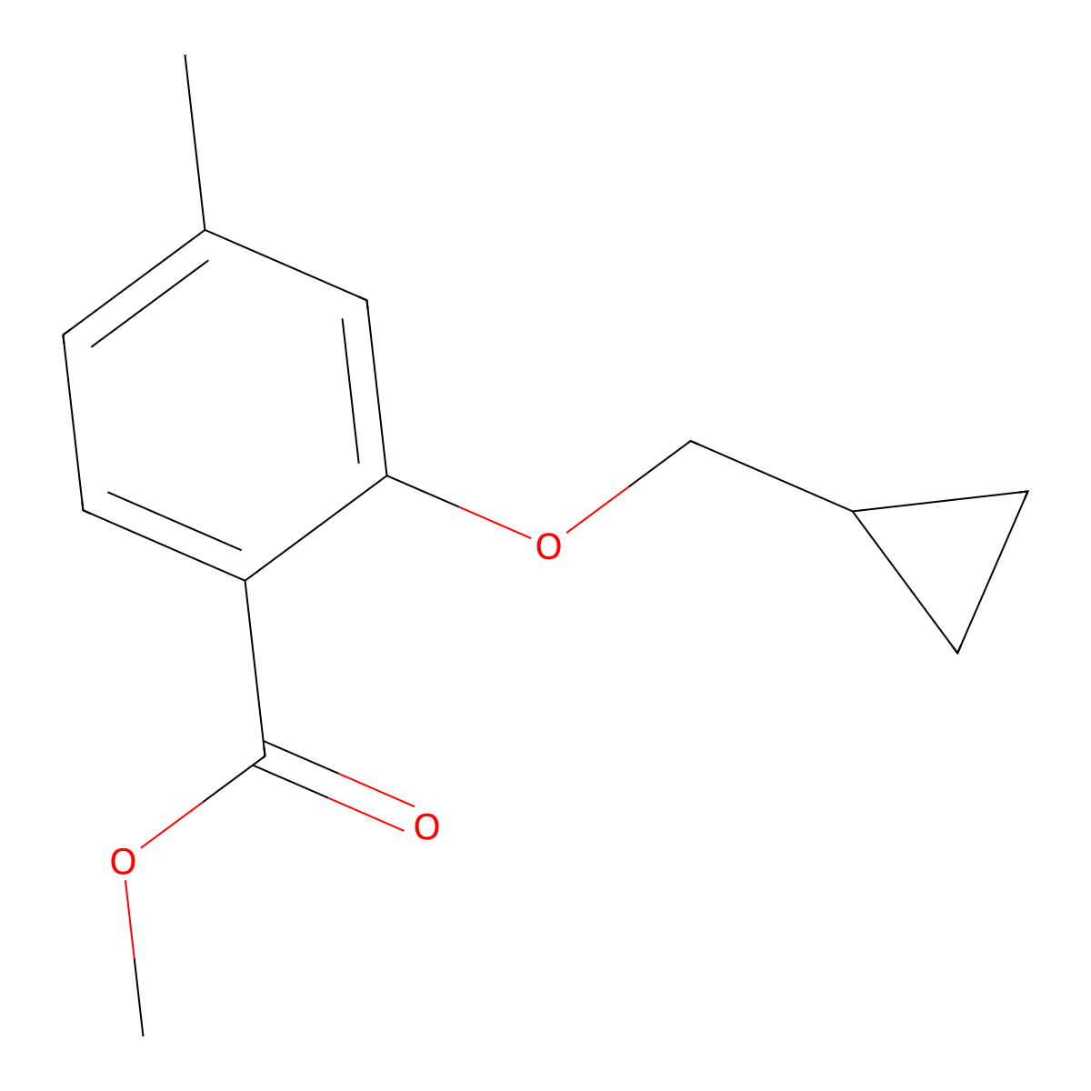 Methyl 2-(cyclopropylmethoxy)-4-methylbenZoate molecular structure, CAS 2921713-52-0