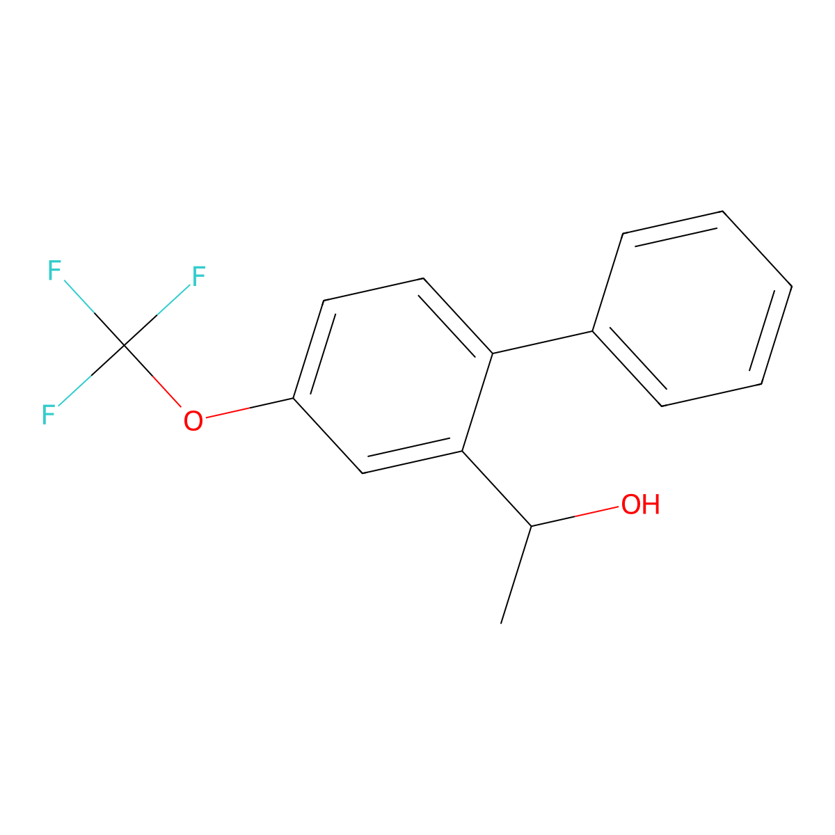 1-(4-(Trifluoromethoxy)-[1,1'-biphenyl]-2-yl)ethanol molecular structure, CAS 2921713-86-0