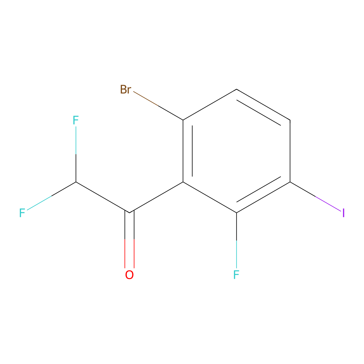 1-(6-Bromo-2-fluoro-3-iodophenyl)-2,2-difluoroethanone molecular structure, CAS 2921713-95-1