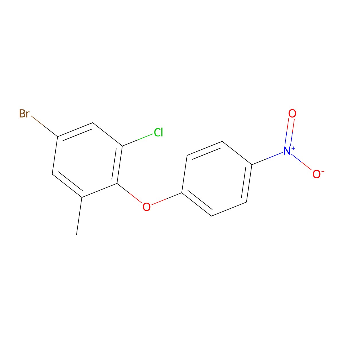 5-Bromo-1-chloro-3-methyl-2-(4-nitrophenoxy)benZene molecular structure, CAS 2921715-39-9