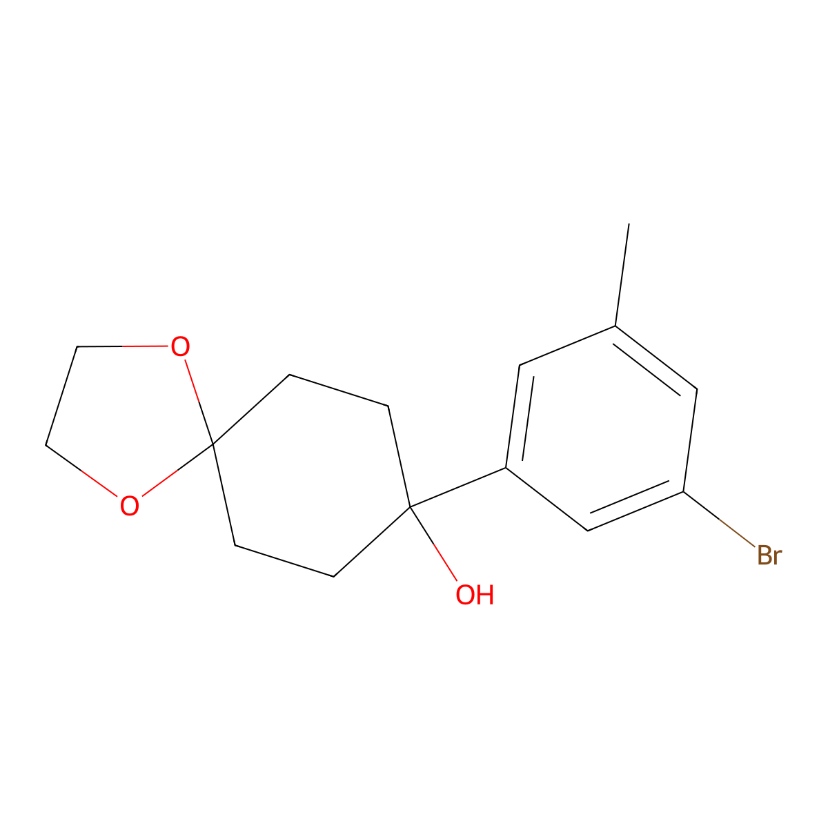 8-(3-Bromo-5-methylphenyl)-1,4-dioxaspiro[4.5]decan-8-ol molecular structure, CAS 2921716-19-8