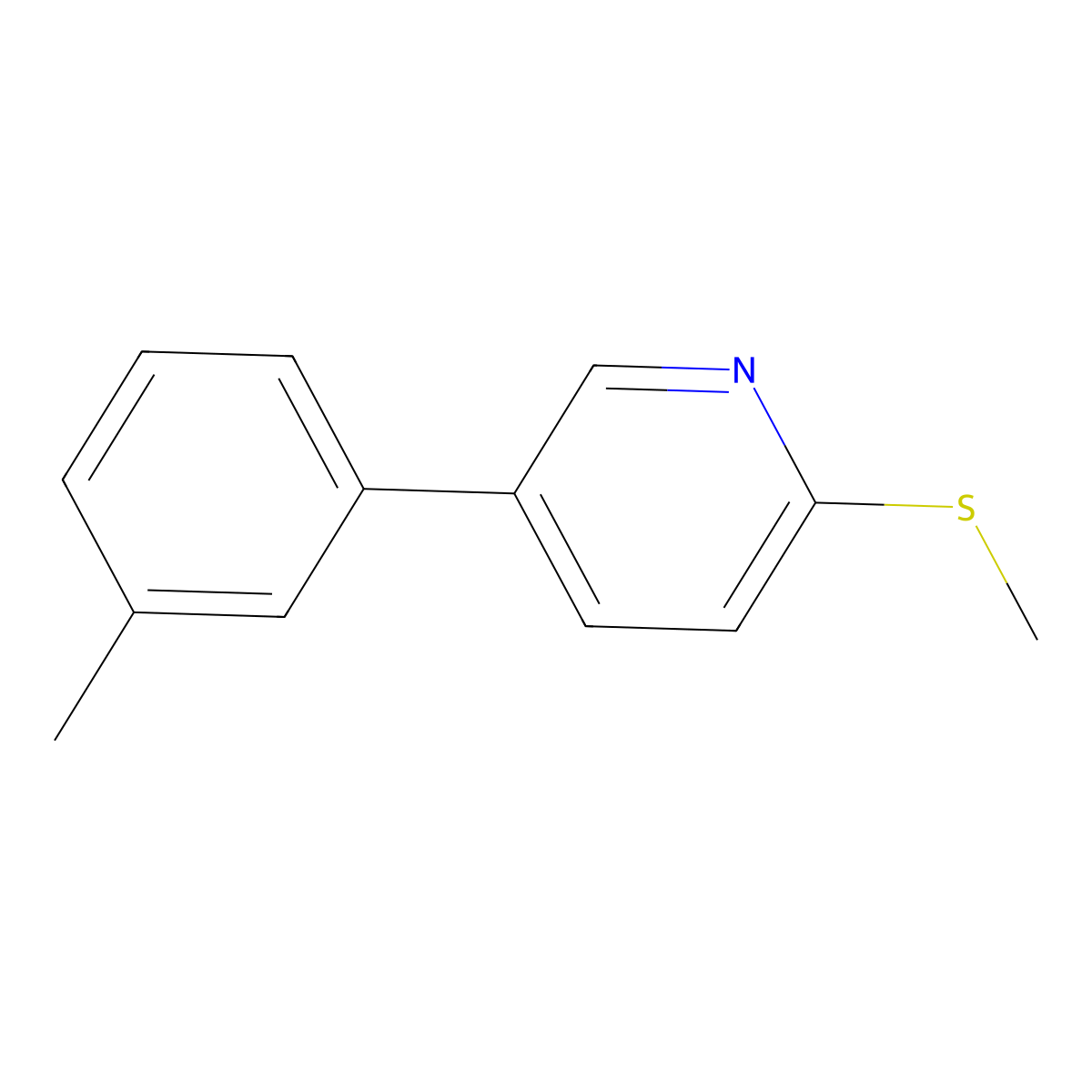 2-(Methylthio)-5-(m-tolyl)pyridine molecular structure, CAS 2921719-90-4