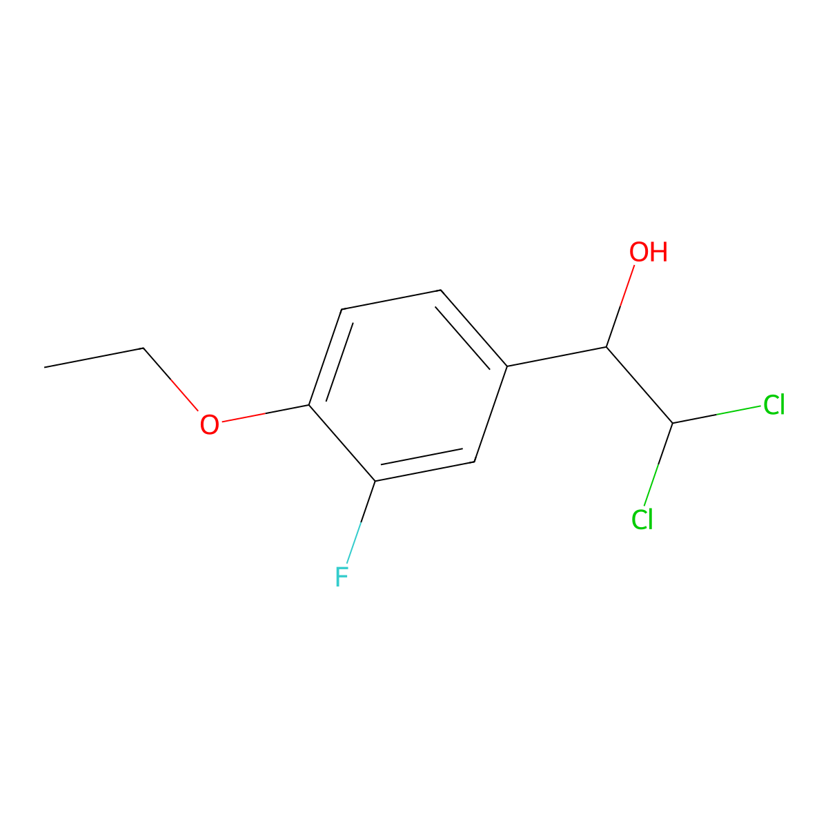 2,2-Dichloro-1-(4-ethoxy-3-fluorophenyl)ethanol molecular structure, CAS 2921719-92-6