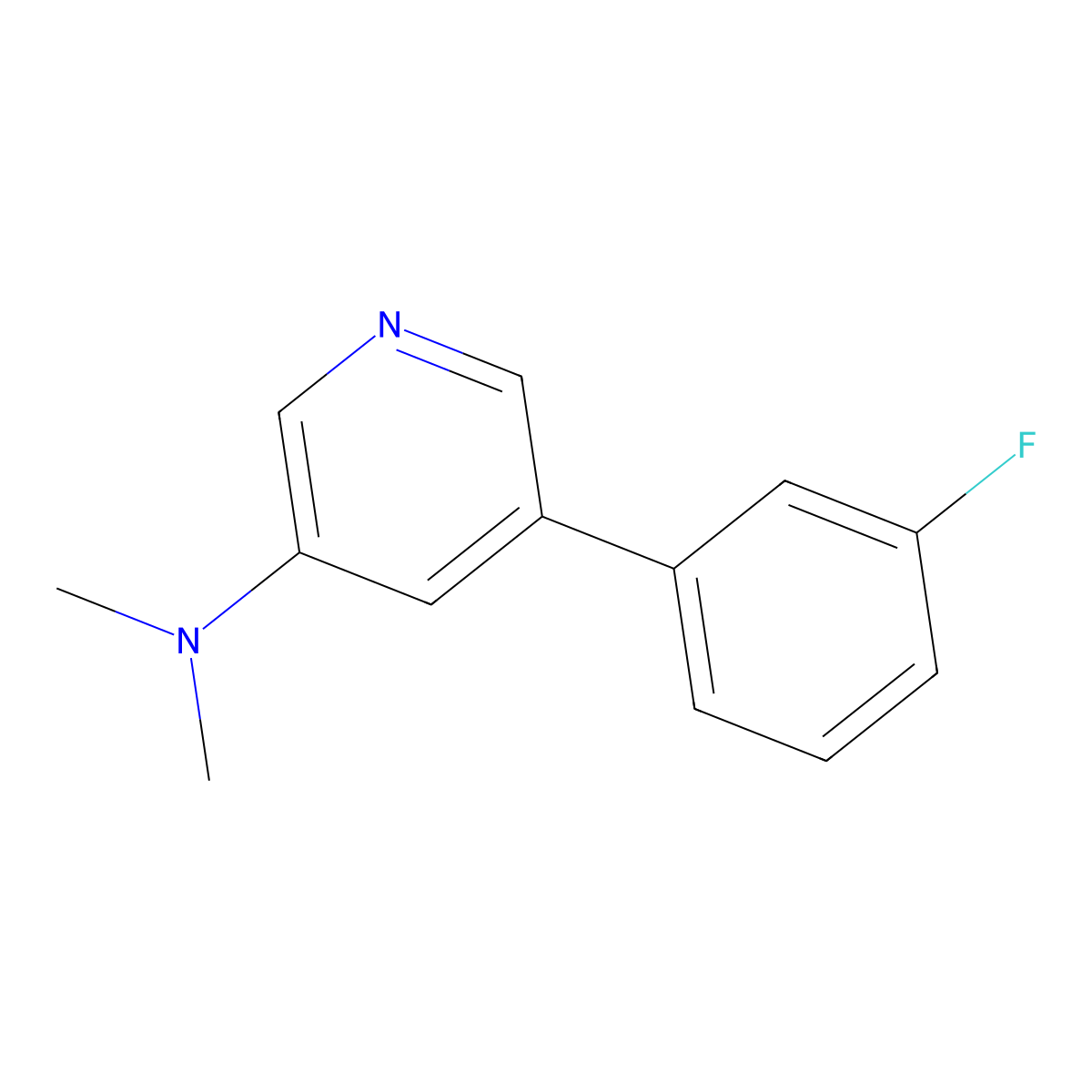 5-(3-fluorophenyl)-N,N-dimethylpyridin-3-amine molecular structure, CAS 2921719-96-0