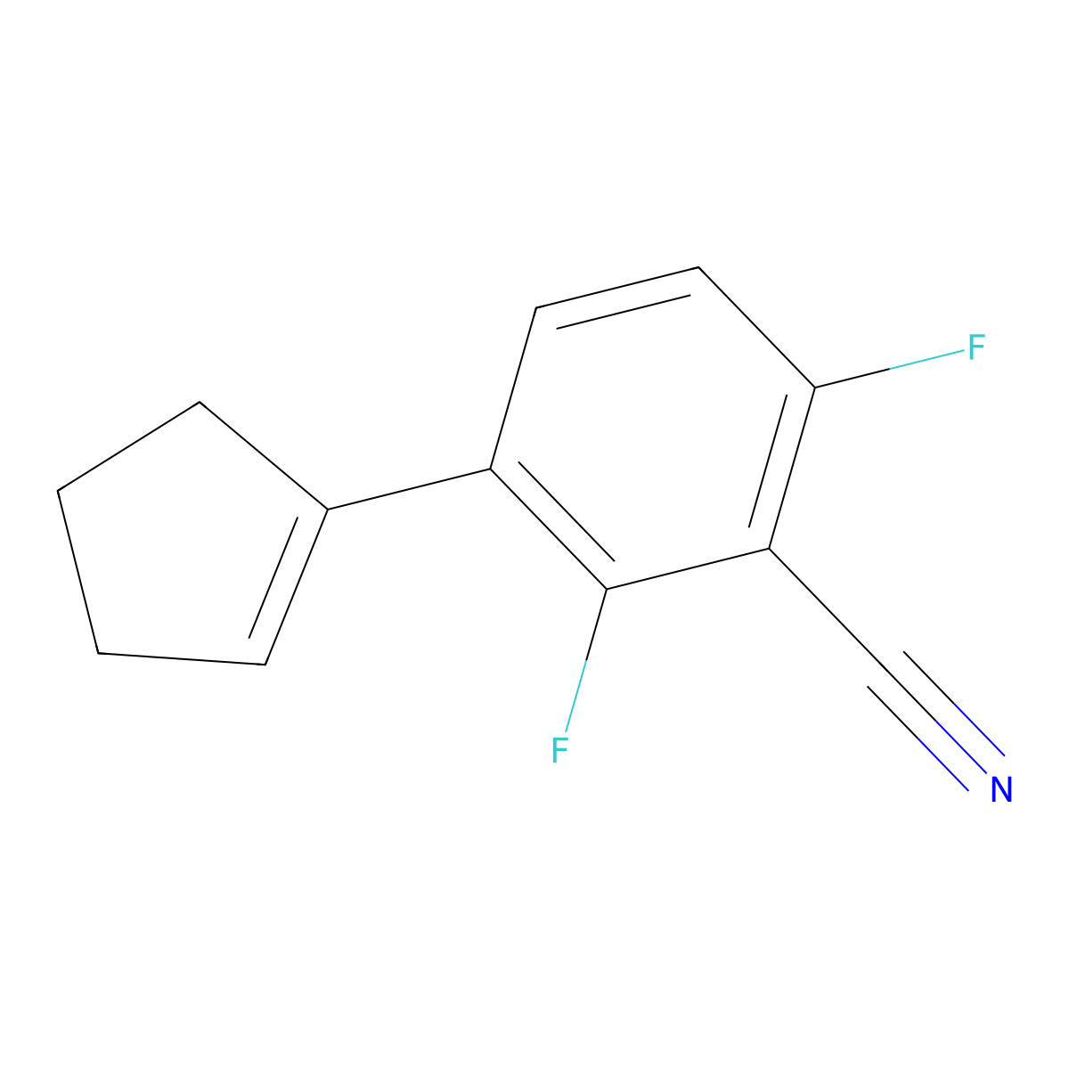 3-(Cyclopent-1-en-1-yl)-2,6-difluorobenzonitrile molecular structure, CAS 2921723-61-5