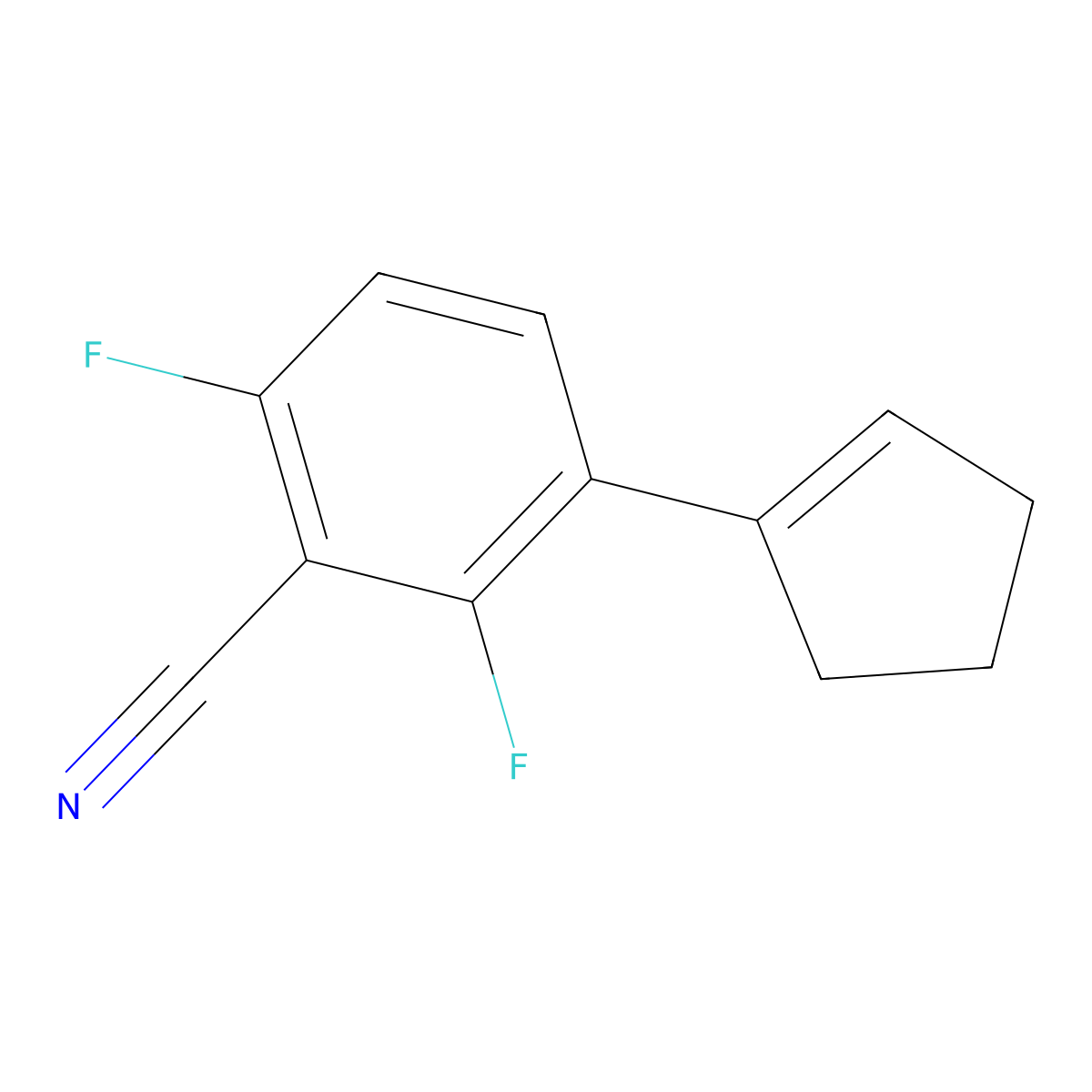 3-(Cyclopent-1-en-1-yl)-2,6-difluorobenzonitrile molecular structure, CAS 2921723-61-5