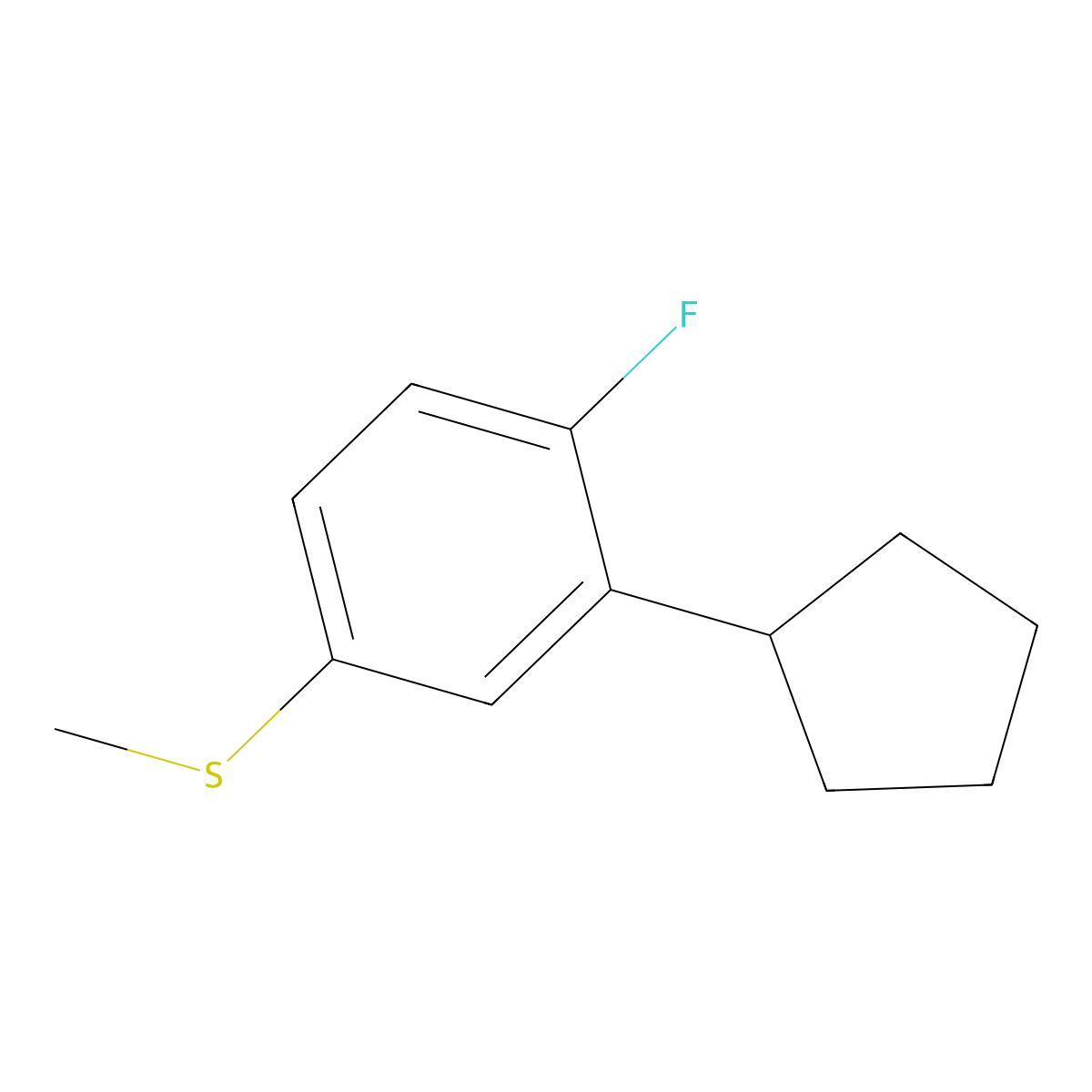 (3-Cyclopentyl-4-fluorophenyl)(methyl)sulfane molecular structure, CAS 2921723-68-2
