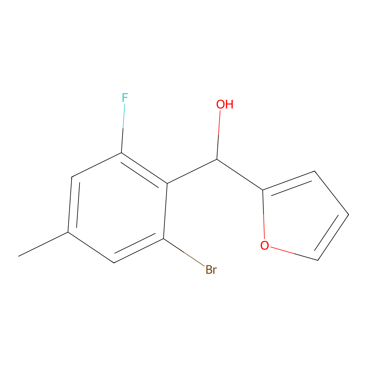 (2-Bromo-6-fluoro-4-methylphenyl)(furan-2-yl)methanol molecular structure, CAS 2921723-81-9