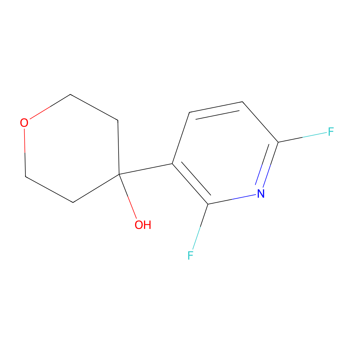 4-(2,6-difluoropyridin-3-yl)tetrahydro-2H-pyran-4-ol molecular structure, CAS 2921728-79-0