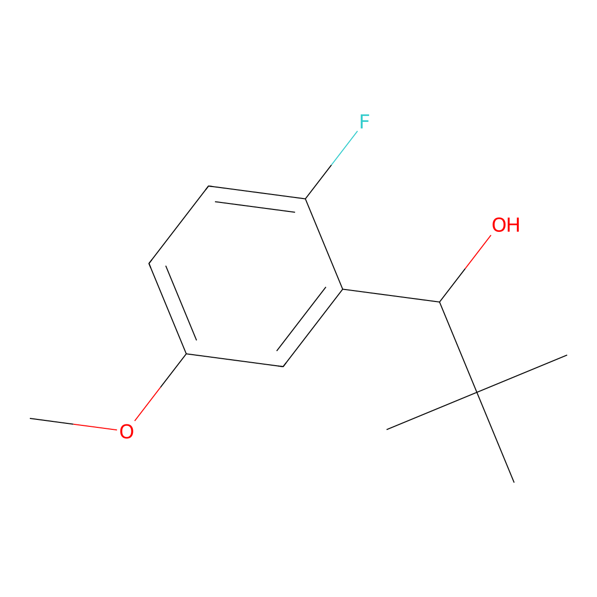 1-(2-Fluoro-5-methoxyphenyl)-2,2-dimethylpropan-1-ol molecular structure, CAS 2921729-04-4