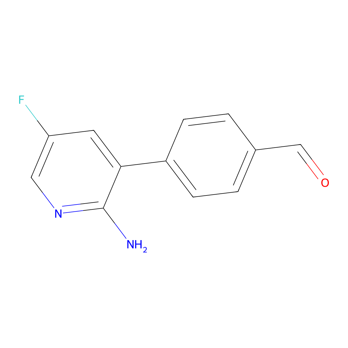 4-(2-Amino-5-fluoropyridin-3-yl)benzaldehyde molecular structure, CAS 2921729-19-1