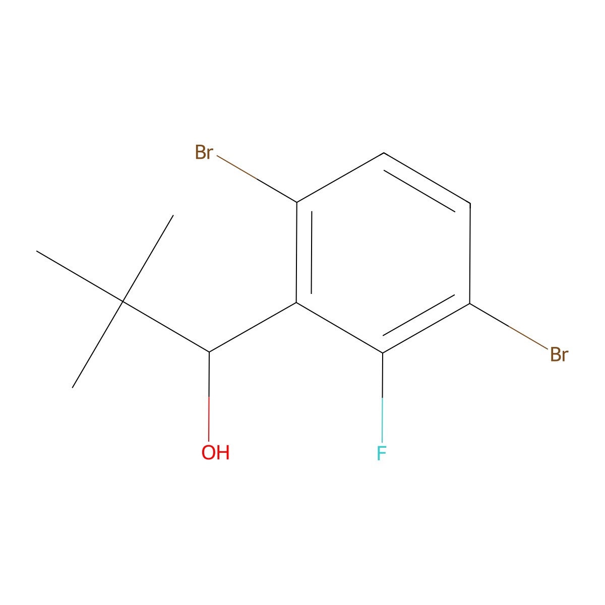 1-(3,6-Dibromo-2-fluorophenyl)-2,2-dimethylpropan-1-ol molecular structure, CAS 2921729-51-1