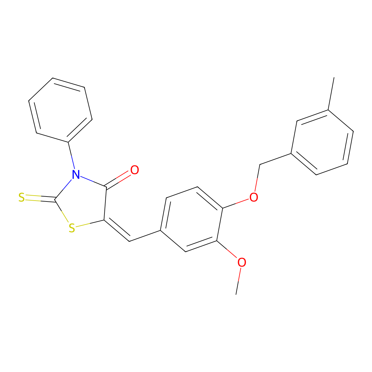 5-[[3-Methoxy-4-[(3-methylphenyl)methoxy]phenyl]methylene]-3-phenyl-2-thioxo-4-thiazolidinone molecular structure, CAS 292173-02-5