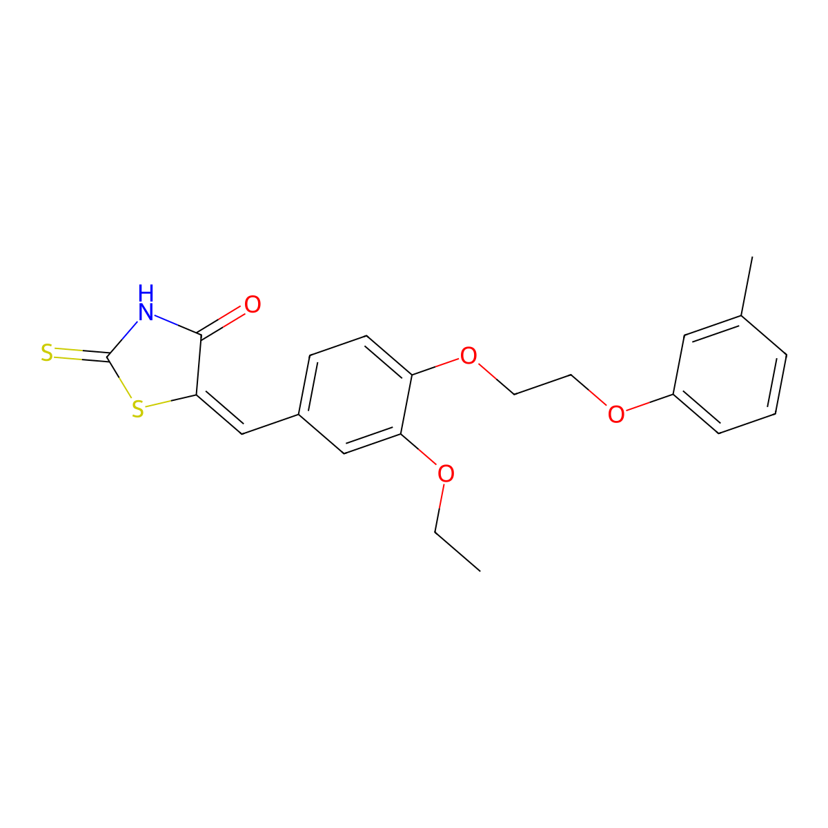 5-[[3-Ethoxy-4-[2-(3-methylphenoxy)ethoxy]phenyl]methylene]-2-thioxo-4-thiazolidinone molecular structure, CAS 292173-05-8
