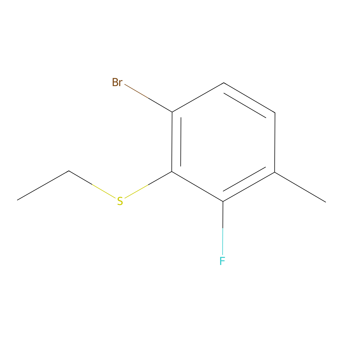 (6-Bromo-2-fluoro-3-methylphenyl)(ethyl)sulfane molecular structure, CAS 2921735-48-8